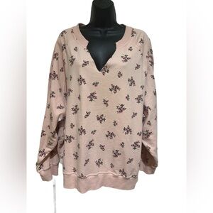 Pretty  Pink Floral Print V-Neck Sweatshirt⭐️NEW⭐️